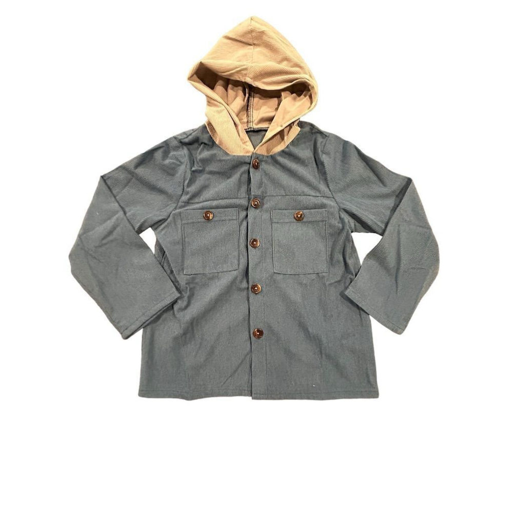 SHEIN Blue Hooded Shirt Jacket Size 6 Years